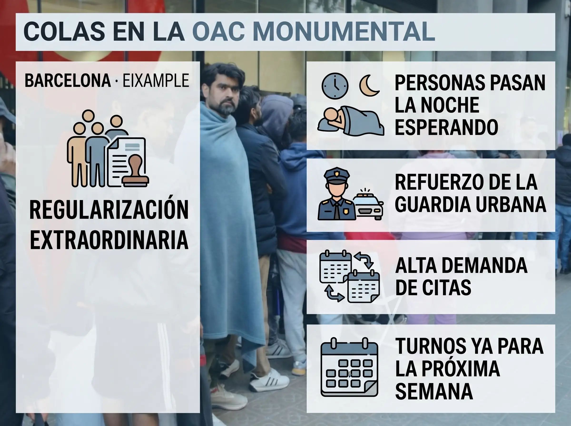 Las colas por la regularización vuelven a colapsar la OAC Monumental