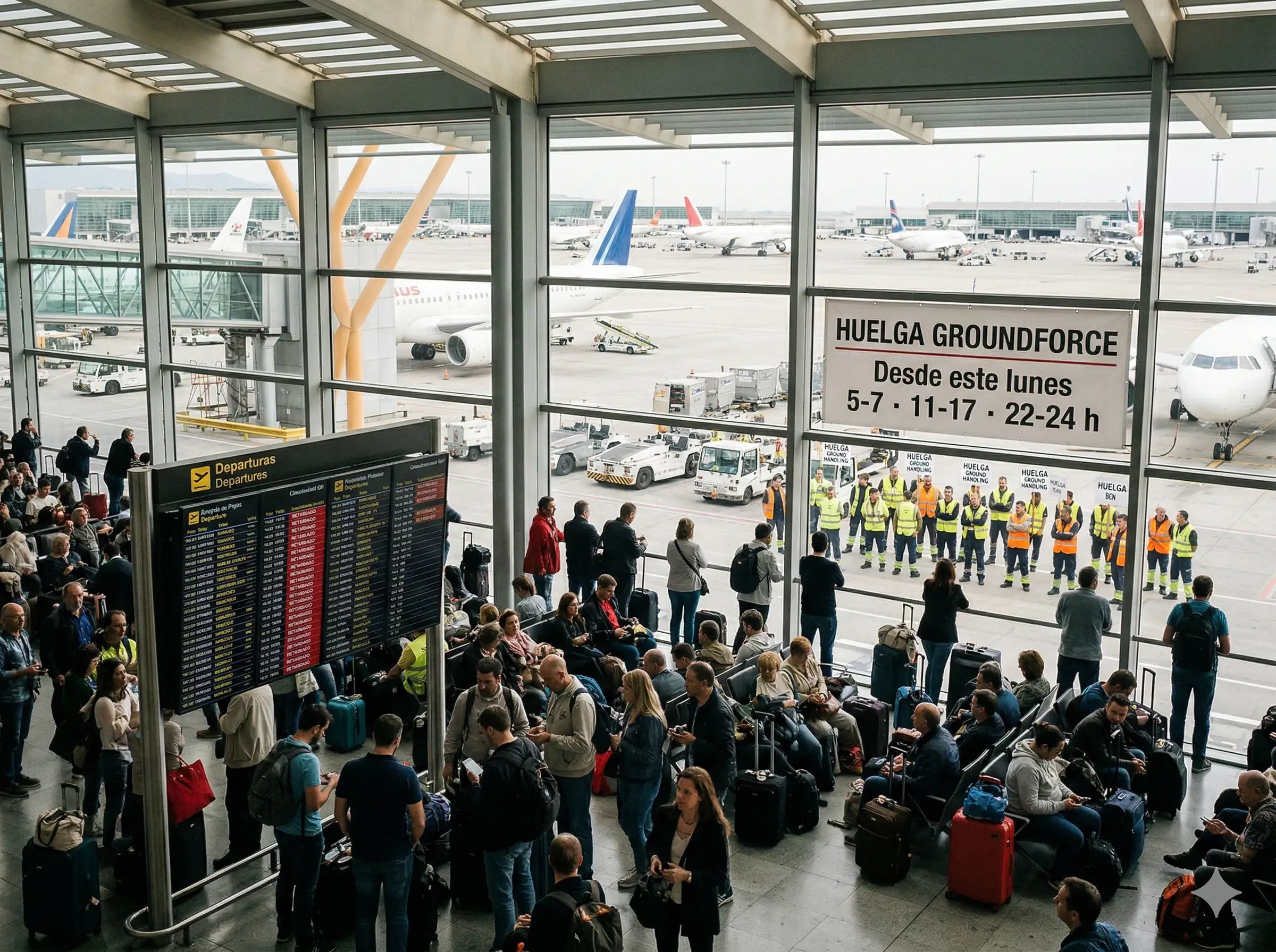 Barcelona-El Prat afronta desde este lunes una huelga de Groundforce
