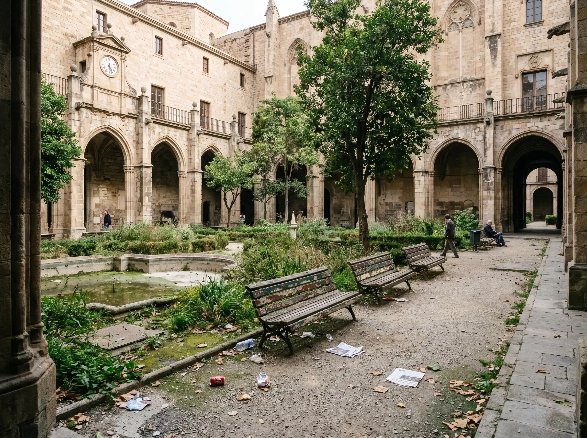 La degradación de los jardines Rubió i Lluch obliga a Barcelona a estudiar medidas urgentes en pleno Raval