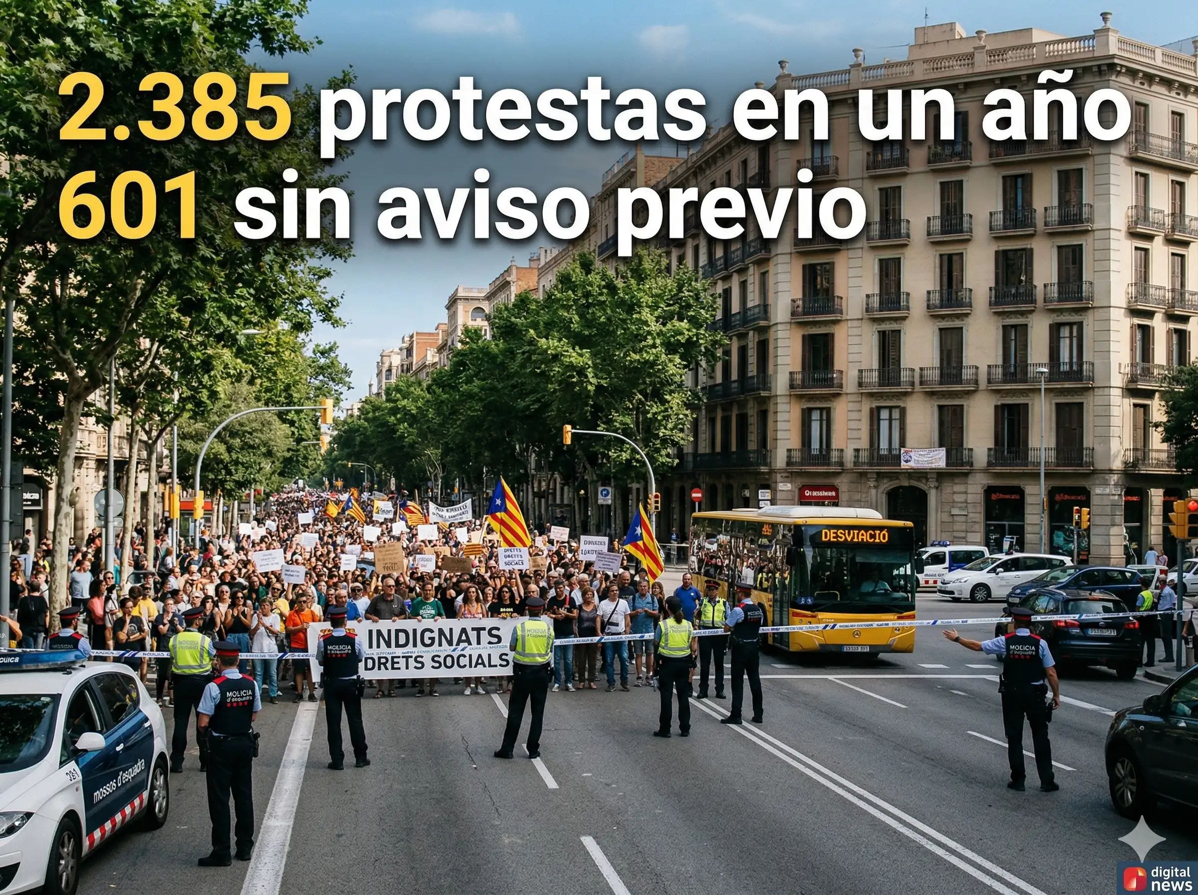 Barcelona suma 2.385 protestas en un año y más de 600 no se comunicaron a las autoridades