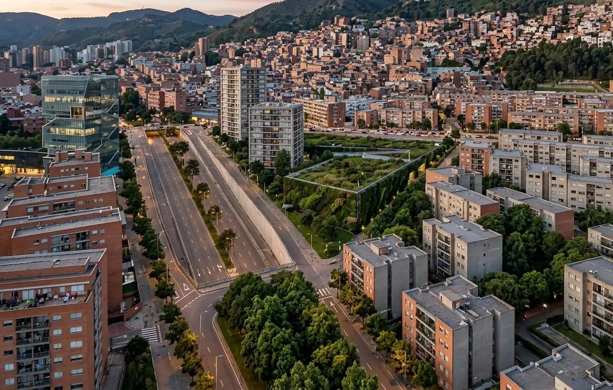 Visualització del poliesportiu i edificis residencials