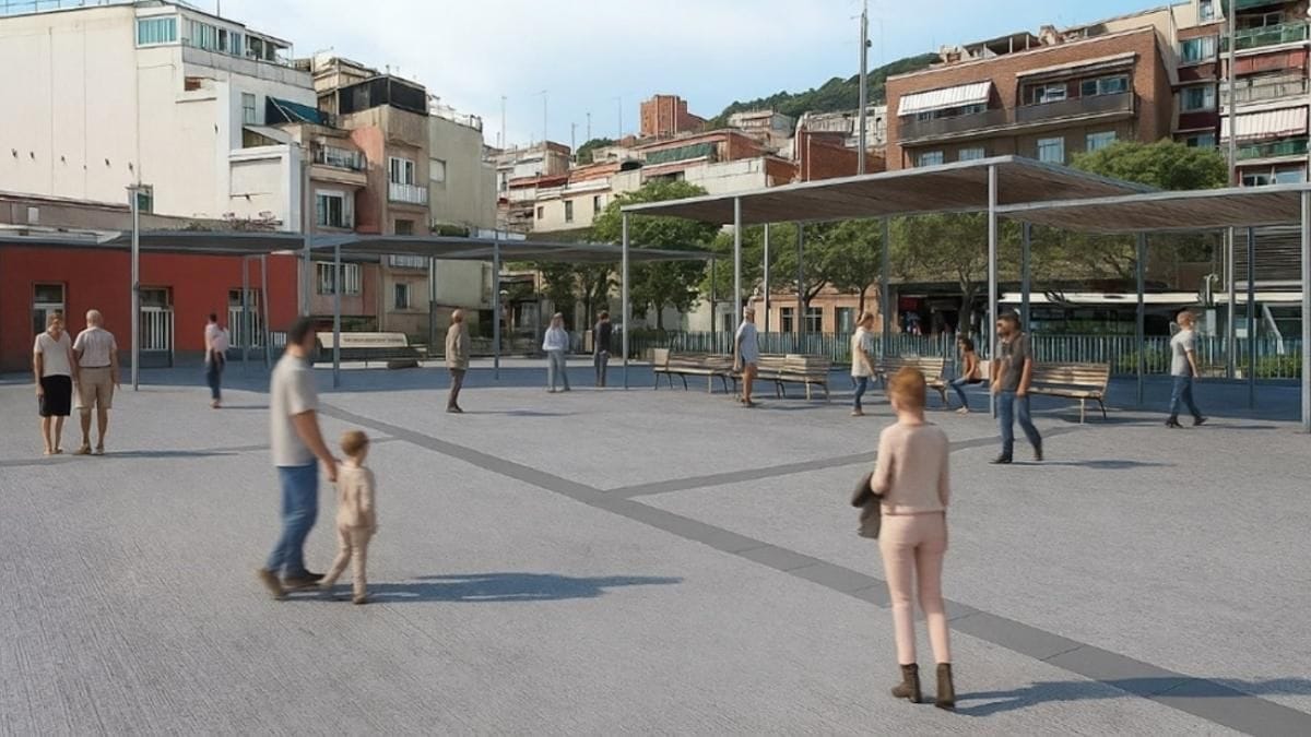 Barcelona transforma la plaza de Les Roquetes para combatir el calor extremo