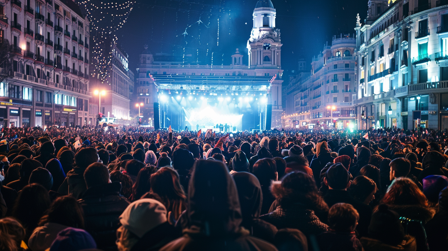 Edurne actúa gratis en el centro de Madrid para despedir 2025