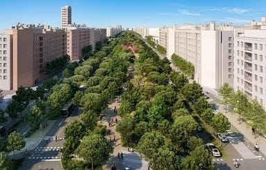 Vallecas transforma la Gran Vía del Sureste con 875 árboles y carriles bici