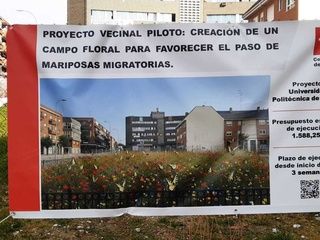 Un cartel en Carabanchel despierta el sueño de un jardín de mariposas