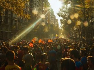Barcelona celebra el regreso del Barça al Camp Nou con rúa y comida gratis