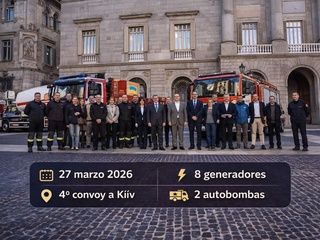 Barcelona despide hoy su mayor convoy humanitario a Kíiv con 8 generadores y 2 autobombas
