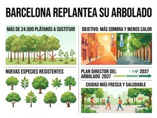 Barcelona cambiará miles de plátanos para sobrevivir al calor y dar más sombra a la ciudad