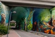 Arte urbano bajo la A-6 a su paso por Torrelodones