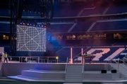  Uno de los escenarios preparados en el estadio Santiago Bernabéu para el encuentro del Papa