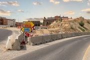 Vista de las obras preliminares de la conexión del nuevo túnel de la A-5 con la M-30