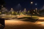 Pista de pump track en las instalaciones deportivas de Buenavista, en Getafe