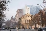  La proyecto para el museo Thyssen de Barcelona, con la volumetría añadida fuera de la línea de la fachada. / OUA / Casper Mueller Kneer Architects